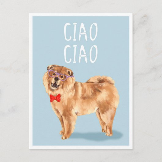 Ciao zegt dat de Chow Chow Dog grappige woordspeli Briefkaart (Voorkant)
