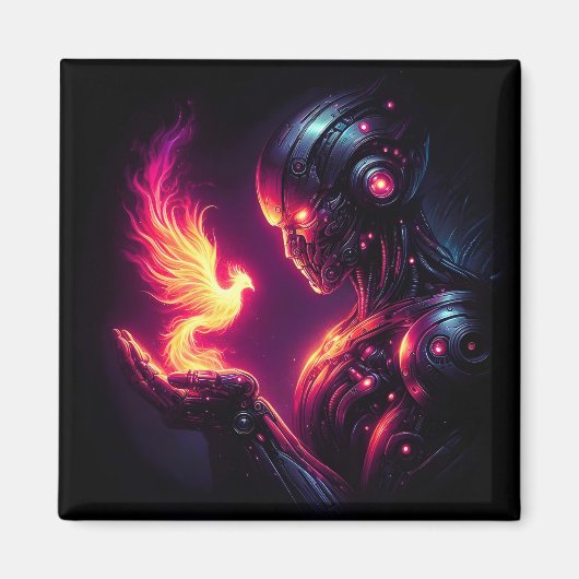 Ciber Futuristische Robot Phoenix Vuur Geest Magneet (Voorkant)