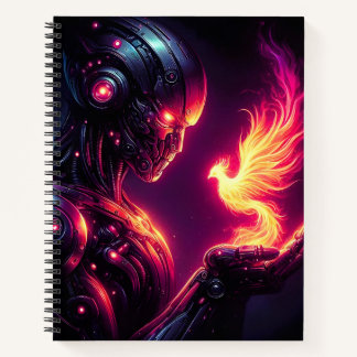 Ciber Futuristische Robot Phoenix Vuur Geest Notitieboek