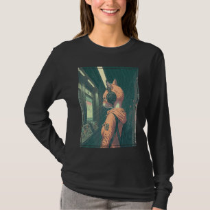 Ciber Futuristische Tech Kat op Tokio Metro  Japan T-shirt