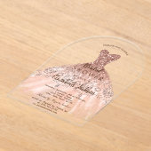 Cic Roze Gouden Glitter Jurk, Bruids Bruiloft Acryl Uitnodigingen (Laagn)