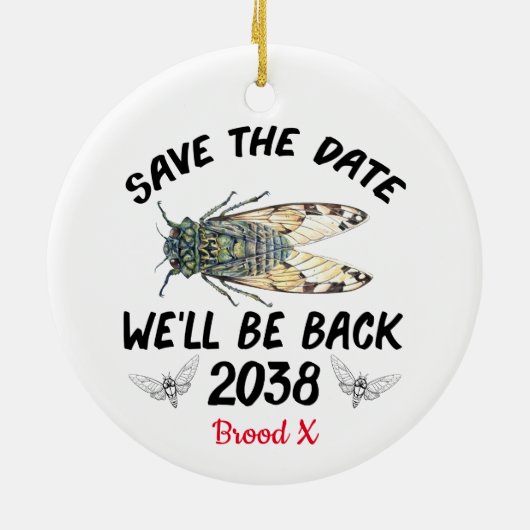 Cicada 2021 sparen de datum wij terug 2038 zullen  keramisch ornament (Achterkant)