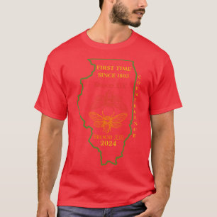 Cicada 2024Illinois Kaart Informatie  stijl T-shirt