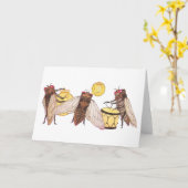 Cicada Band met Gong, Trumpet en Drum Kaart (Gele Bloem)