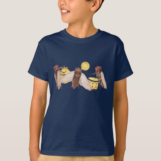 Cicada Band met Gong, Trumpet en Drum T-shirt (Voorkant)
