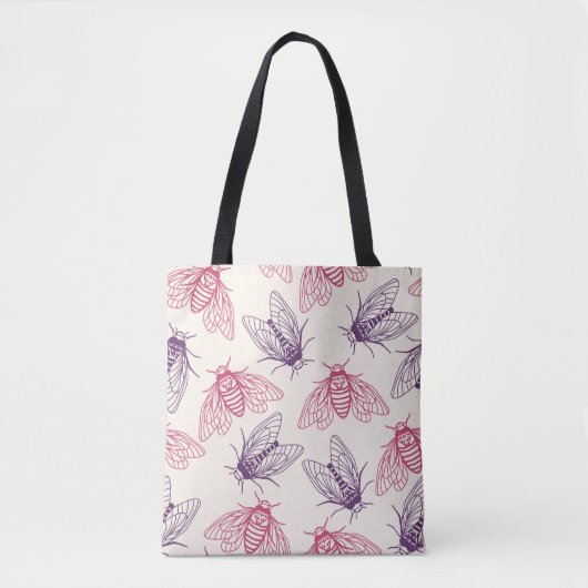 Cicada Botanical Pattern Cream Pink Purple Tote Bag (Voorkant)