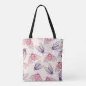 Cicada Botanical Pattern Cream Pink Purple Tote Bag (Achterkant)