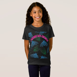 Cicada Botanische Illustratie Patroon Zwart Frans T-shirt
