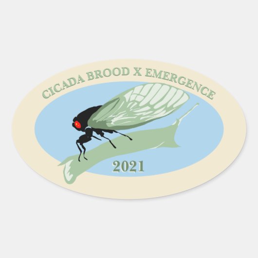 Cicada Brood X Emergence 2021 Ovale Sticker (Voorkant)