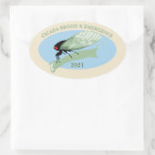 Cicada Brood X Emergence 2021 Ovale Sticker (Tas)