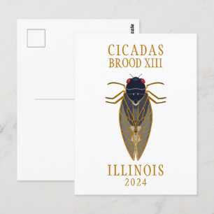 Cicada Brood XIII ILLINOIS 2024 Aangepaste tekst Briefkaart