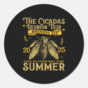 Cicada Brood XIV Zomer 2025 Reünie Tour Zwerm CI Ronde Sticker