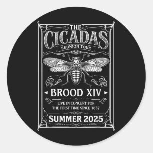 Cicada Brood XIV Zomer 2025 Reünie Tour Zwerm CI Ronde Sticker