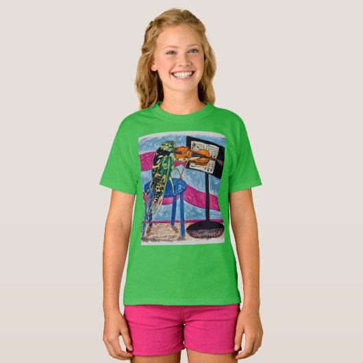 Cicada Cassandra speelt viool 🎻 T-shirt (Voorkant volledig)