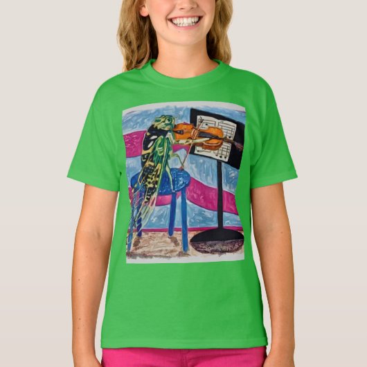 Cicada Cassandra speelt viool 🎻 T-shirt (Voorkant)