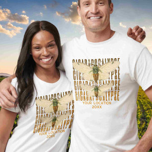 Cicada Cicadapocalypse 2024 Aangepaste locatie T-shirt