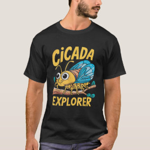 Cicada Explorer Schattige Zomer Bug Adventure Kind T-shirt
