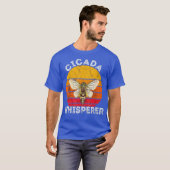 Cicada fluisteraar broed insect retro zonsondergan t-shirt (Voorkant volledig)