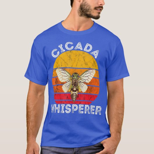 Cicada fluisteraar broed insect retro zonsondergan t-shirt (Voorkant)