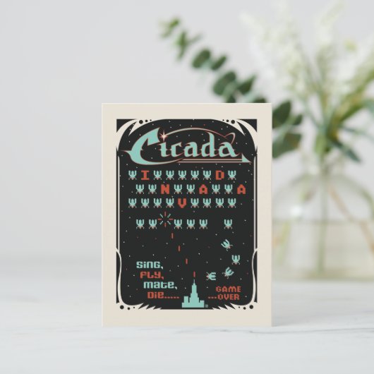 Cicada Invada Briefkaart (Staand voorkant)