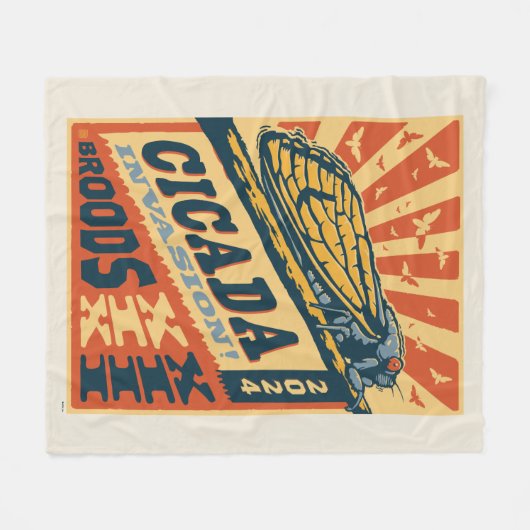 Cicada Invasion 2024 Brief Pers Fleece Deken (Voorkant (Horizontaal))