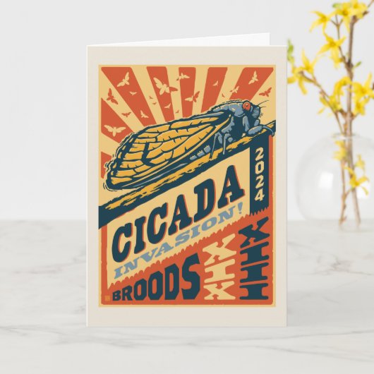 Cicada Invasion 2024 Brief Pers Kaart (Gele Bloem)