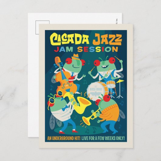 Cicada Jazz Jam Sessie Briefkaart (Voorkant / Achterkant)