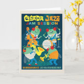 Cicada Jazz Jam Sessie Kaart (Gele Bloem)