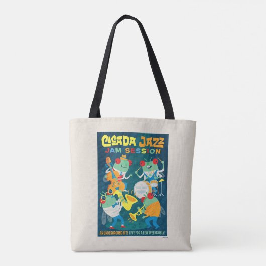 Cicada Jazz Jam Sessie Tote Bag (Achterkant)