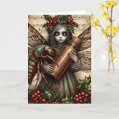 Cicada kerst fee collage kaart (Gele Bloem)