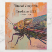 Cicada on pink and orange background wijn etiket (Enkel label)