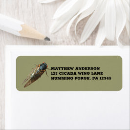 Cicada Photo Bug, Insect Return Address Etiket