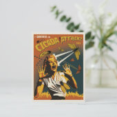 Cicada schreeuwende dame 2024 briefkaart (Staand voorkant)