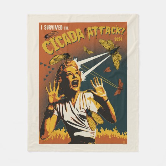 Cicada schreeuwende dame 2024 fleece deken (Voorkant)