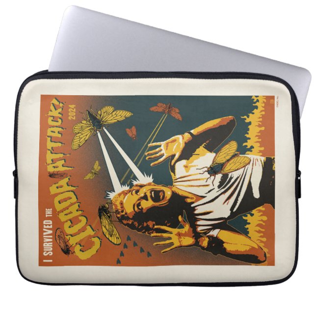 Cicada schreeuwende dame 2024 laptop sleeve (Voorkant)