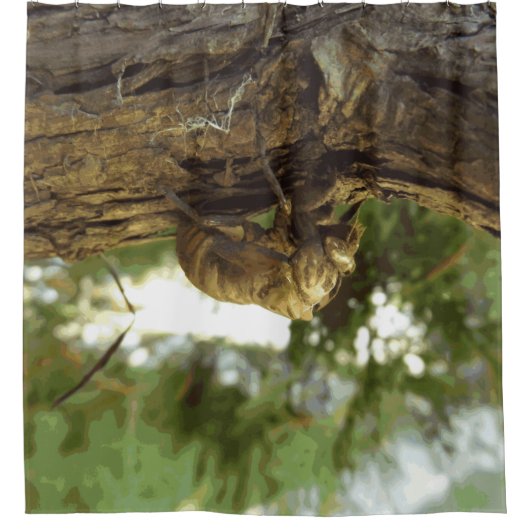 Cicada shell. Het was haast. Douchegordijn (Voorkant)