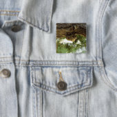 Cicada shell. Het was haast. Vierkante Button 5,1 Cm (In situ)