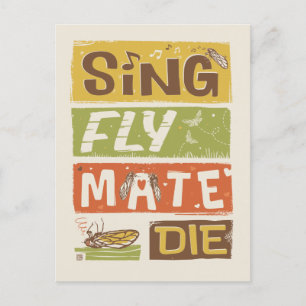 Cicada Sing Fly Mate sterven Briefkaart