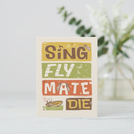 Cicada Sing Fly Mate sterven Briefkaart (Staand voorkant)