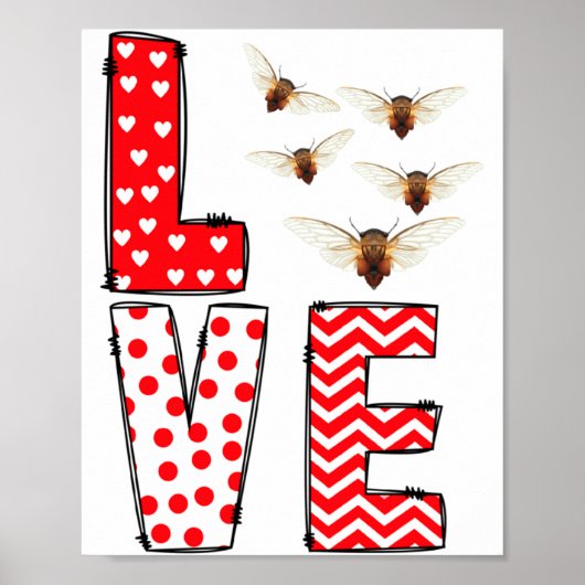 Cicada Valentines Day Love Valentine Cute Hearts  Poster (Voorkant)