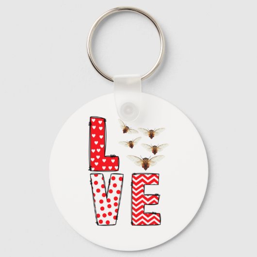 Cicada Valentines Day Love Valentine Cute Hearts  Sleutelhanger (Voorkant)