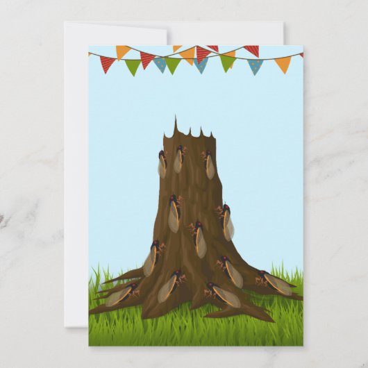 Cicada verjaardagsuitnodiging kaart (Achterkant)