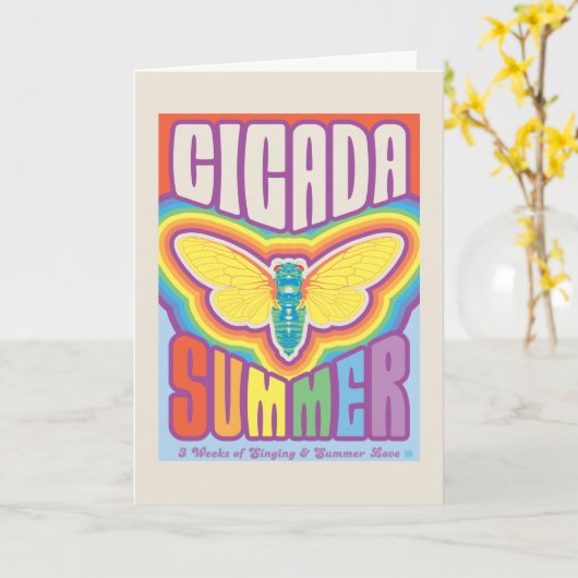 Cicada zomer liefde kaart (Gele Bloem)