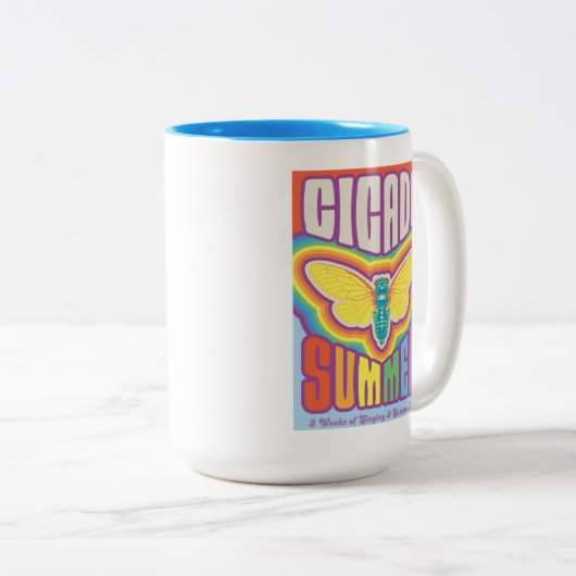 Cicada zomer liefde tweekleurige koffiemok (Voorkant rechts)