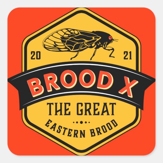 Cicadas Brood X de Grote Oostelijke Broed Vierkante Sticker (Voorkant)