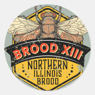 Cicadas Brood XIII Noord-Illinois Brood Ronde Sticker