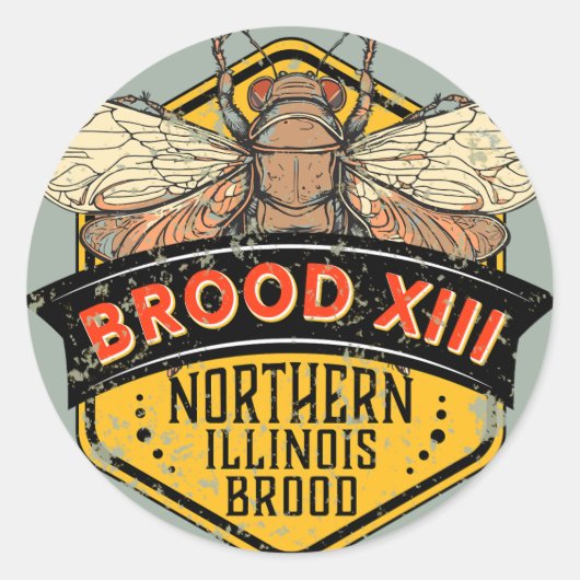 Cicadas Brood XIII Noord-Illinois Brood Ronde Sticker (Voorkant)