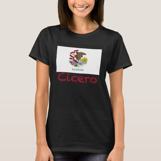 Cicero Illinois Flag USA Souvenir T-shirt (Voorkant)