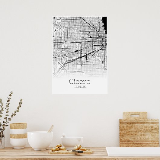 Cicero Map - Illinois - City Map Poster (Keuken)