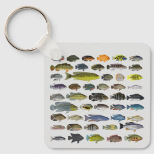 Cichlid Fish GroupKeychain Sleutelhanger